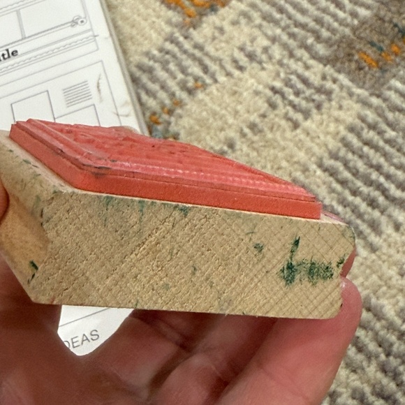 Lot of 2 scrapbook supplies neutral card stock paper & wood thank you stamp - Picture 14 of 15